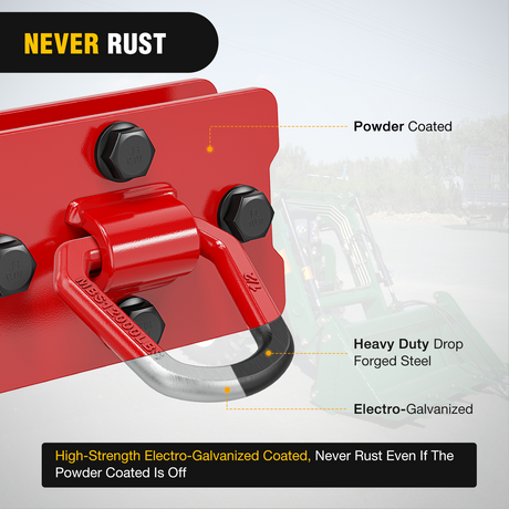 Nilight 2Pcs 1/2inch D Rings for Trailers Heavy Duty Trailer Tie Down Rings, Incl. Mounting Hardware, Forged Steel Bolt-On Grab with Back Plates Compatible with Tractor RV UTV Truck, Max 12000Lbs, Red