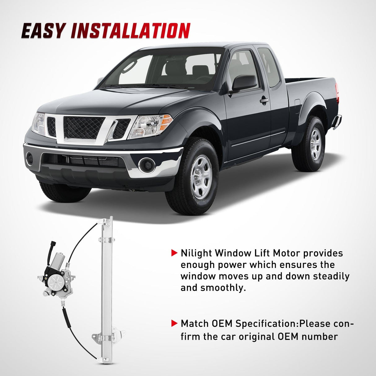 Window Regulator Front Passenger Window Regulator with Motor, Compatible with Nissan Frontier 2005 2006 2007 2008 2009 2010 2011 2012 2013 2014 2015, Power Window Lift Motor Assembly, 741-349