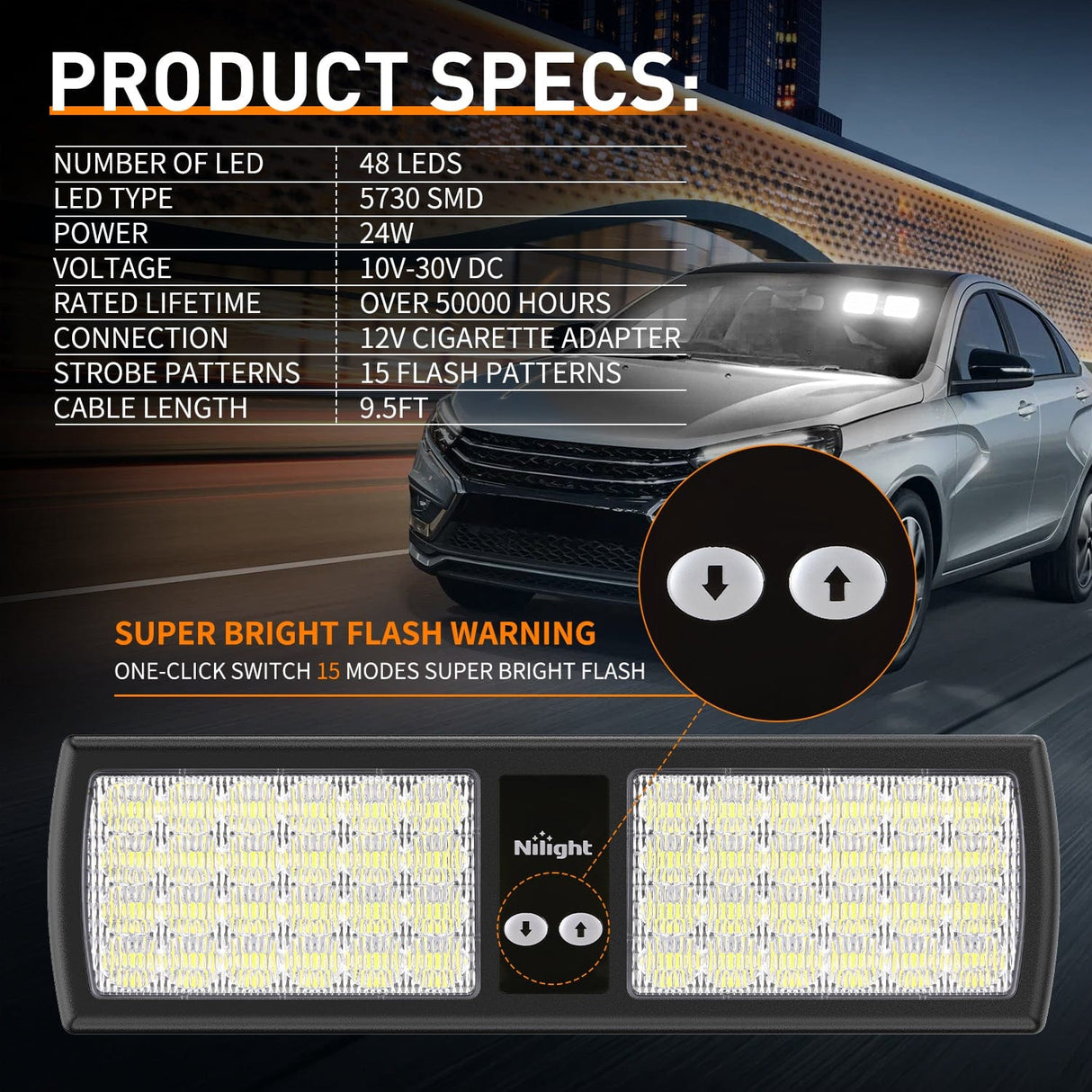 led strobe light 48 LED White Emergency Warning Strobe Lights