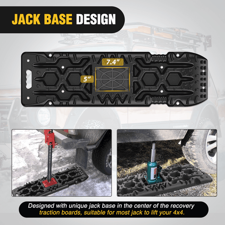 Traction Boards Off-Road Recovery Traction Boards For 4WD 4X4 with Jack Lift & Carry Bag (Black)