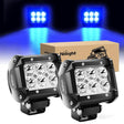 LED Light Bar 4 Inch 18W 1260LM Double Row Blue Spot LED Pods (Pair)