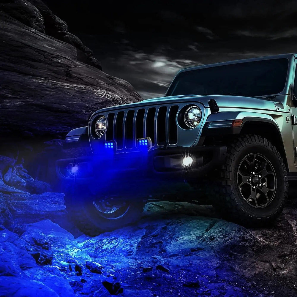 LED Light Bar 4 Inch 18W 1260LM Double Row Blue Spot LED Pods (Pair)