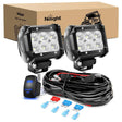 LED Light Bar 4 Inch 18W 1260LM Double Row Flood LED Pods (Pair) | 16AWG Wire 5Pin Switch