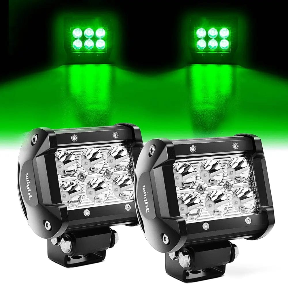 LED Light Bar 4 Inch 18W 1260LM Double Row Green Spot LED Pods (Pair)