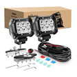 Light Bar Mounting Kit 4 Inch 18W Spot LED Pods (Pair) | Pillar Hood Mount | 16AWG Wire 3Pin Switch