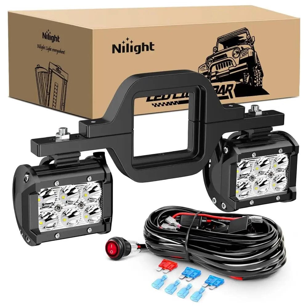 Light Bar Wiring Kit 4 Inch 18W Spot Led Pods with 2.5 Inch Tow Hitch Mounting Brackets | 12FT Wire 3Pin Switch