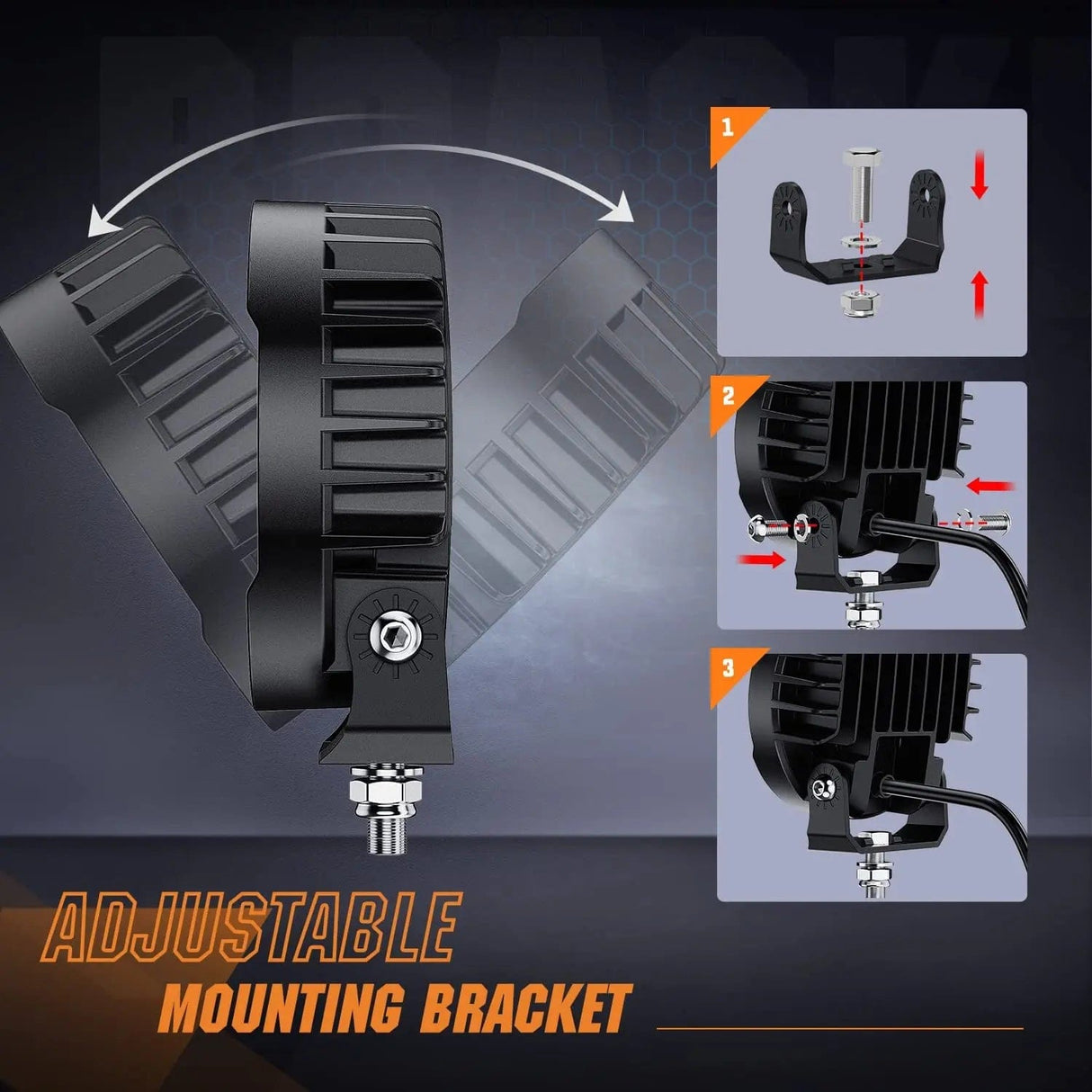 Motor Vehicle Lighting 4 Inch 27W 3370LM Round Flood Built-in EMC LED Work Lights (Pair)