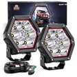 LED Work Light 4 Inch 30W 2600LM Hexagon DRL Spot LED Pods (Pair) | 16AWG DT Wire