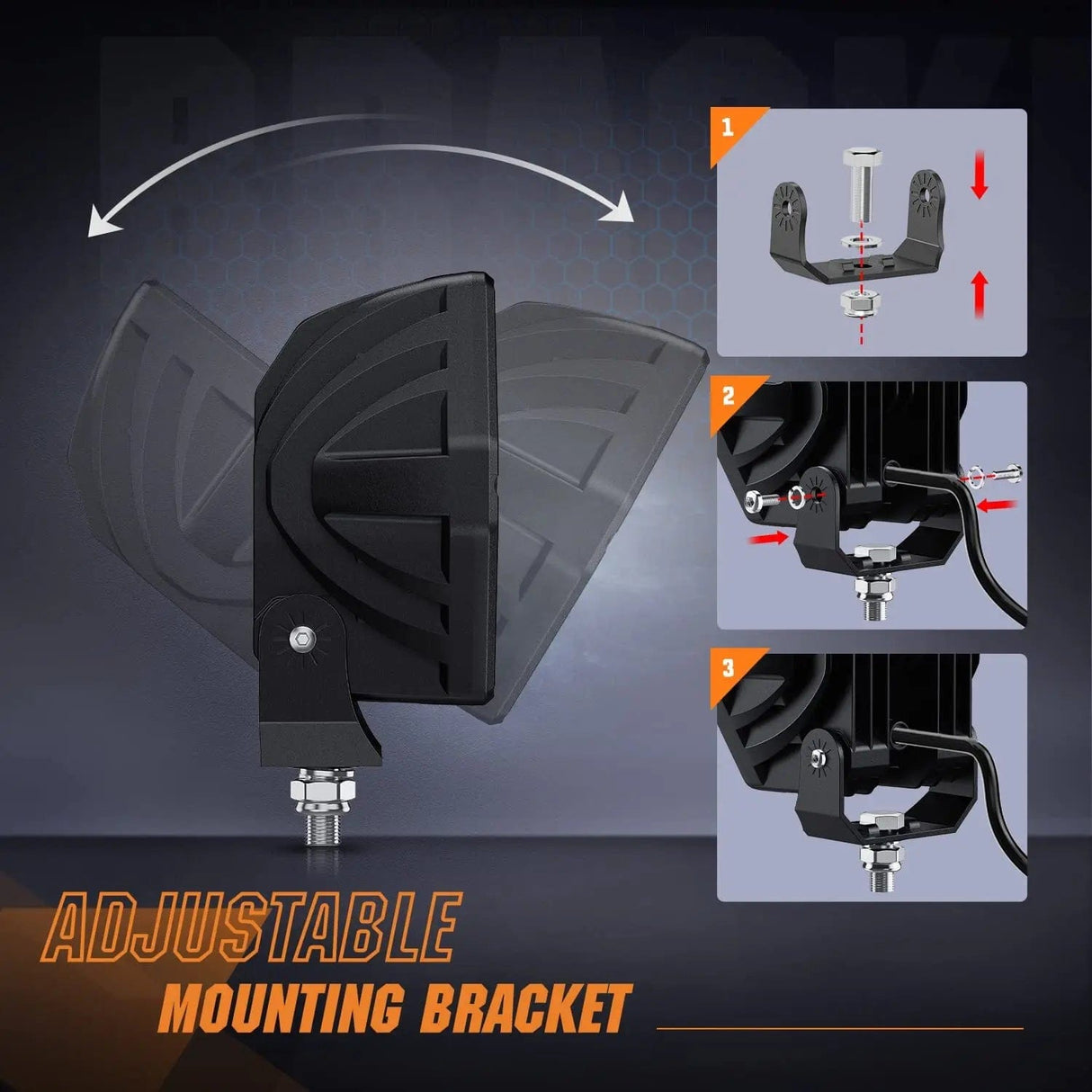 LED Work Light 4 Inch 30W 2600LM Hexagon DRL Spot LED Pods (Pair) | 16AWG DT Wire