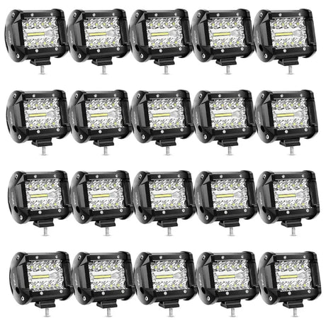 Light Bar Wiring Kit 4 Inch 60W 6000LM Triple Row Spot Flood Led Pods (20 Packs)