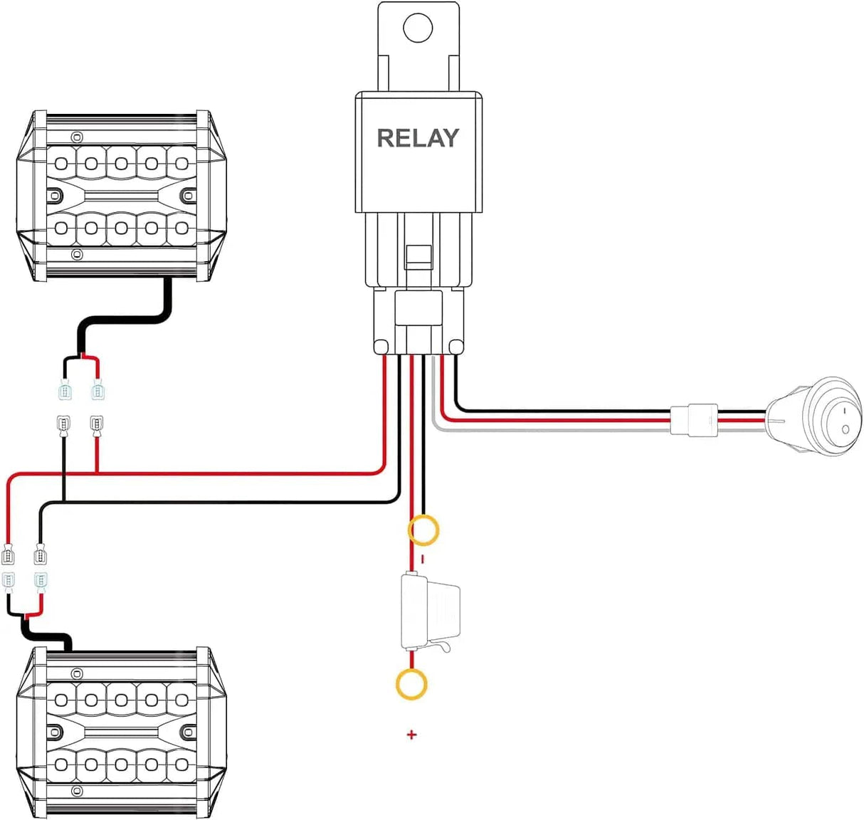 LED Light Bar 4 Inch 60W Triple Row Red Case Spot Flood LED Light Bars (Pair) | 16AWG Wire 3Pin Switch