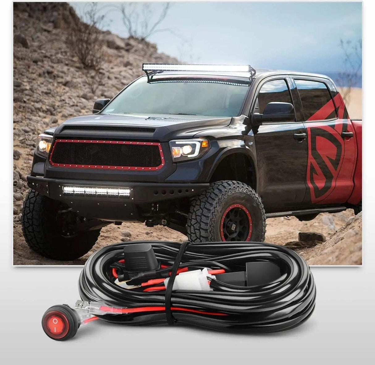 Light Bar Wiring Kit 4 Inch 60W Triple Row Spot Flood Led Pods (Pair) | 2.5 Inch Tow Hitch Mount | 16AWG Wire 3Pin Switch