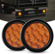 Tail Brake Turn Reverse Lights 4 Inch Amber Round 12Leds Tail Light (Pair)