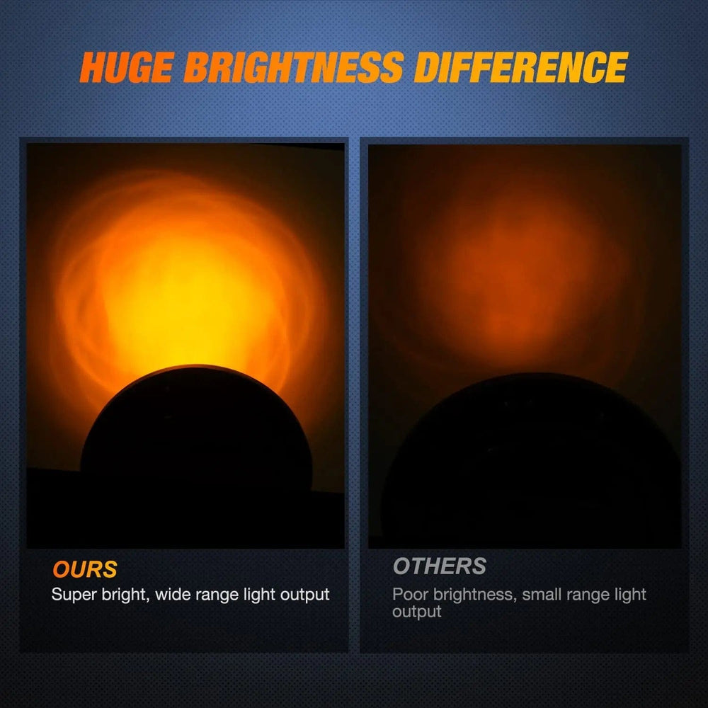 Tail Brake Turn Reverse Lights 4 Inch Amber Round 12Leds Tail Light (Pair)