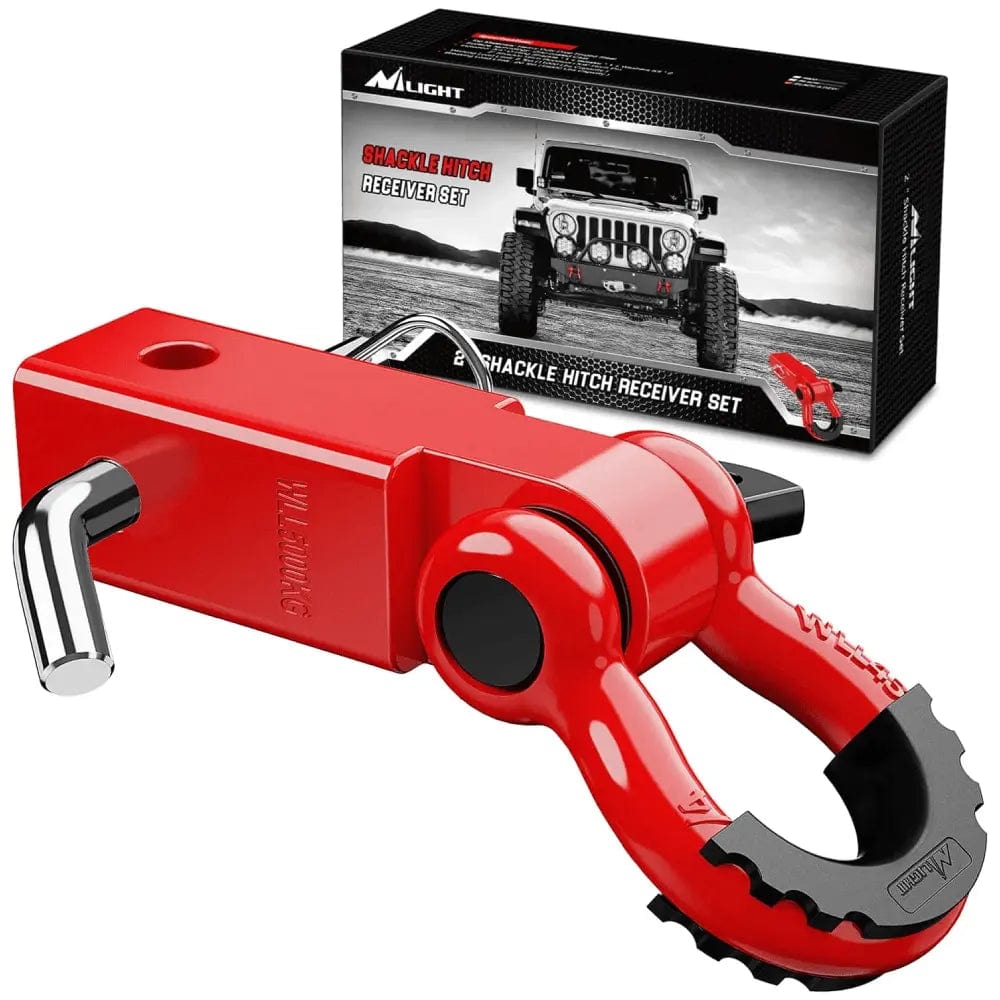 Towing Winch Shackles 2 Inch Shackle Hitch Receiver 3/4 Inch D Ring Kit Red