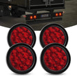 Tail Brake Turn Reverse Lights 4 Inch Red Round 12Leds Tail Light (2 Pairs)