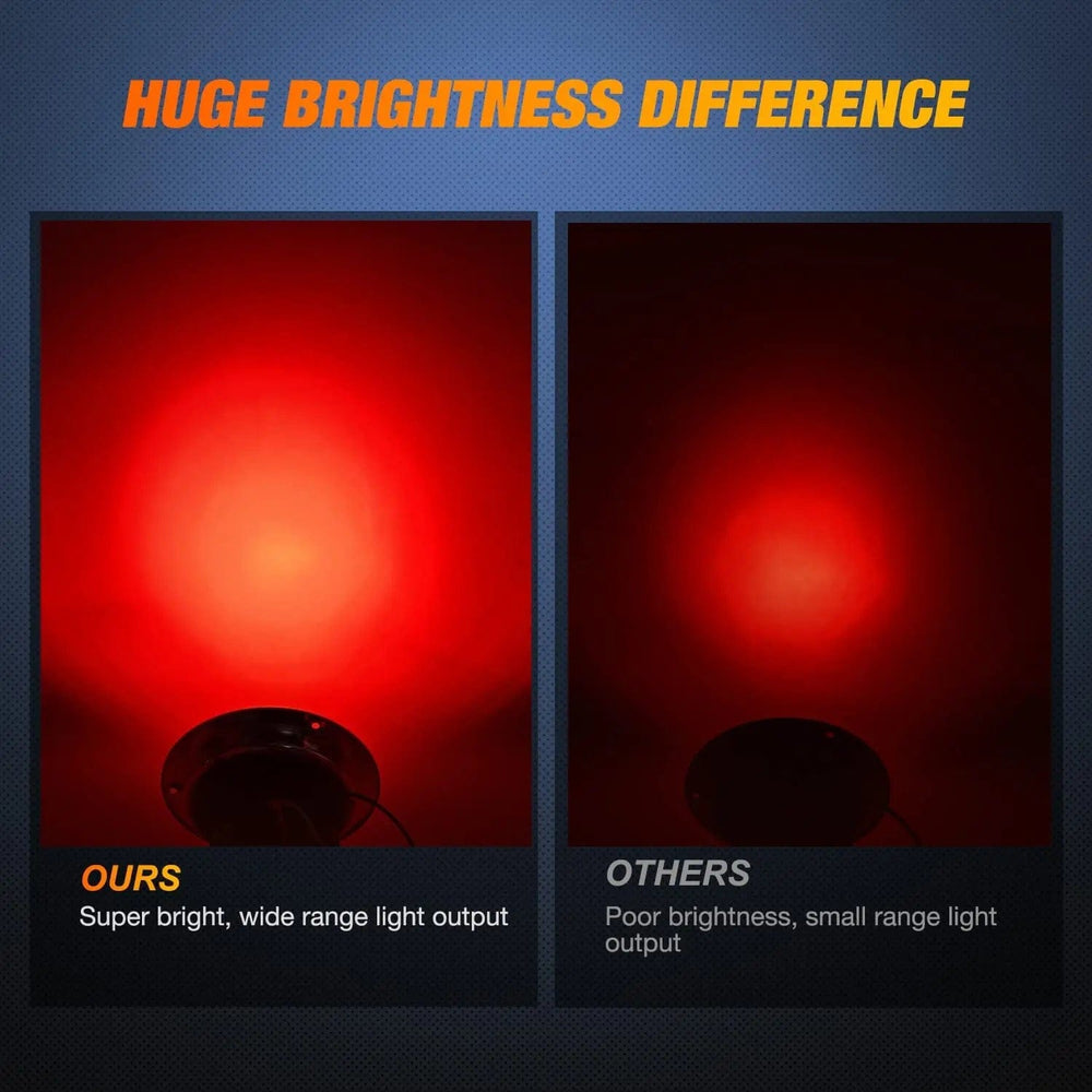 Tail Brake Turn Reverse Lights 4 Inch Red Round Steel Chrome 24Leds Tail Light (Pair)