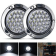 Tail Brake Turn Reverse Lights 4 Inch White Round Steel Chrome 24Leds Tail Light (Pair)