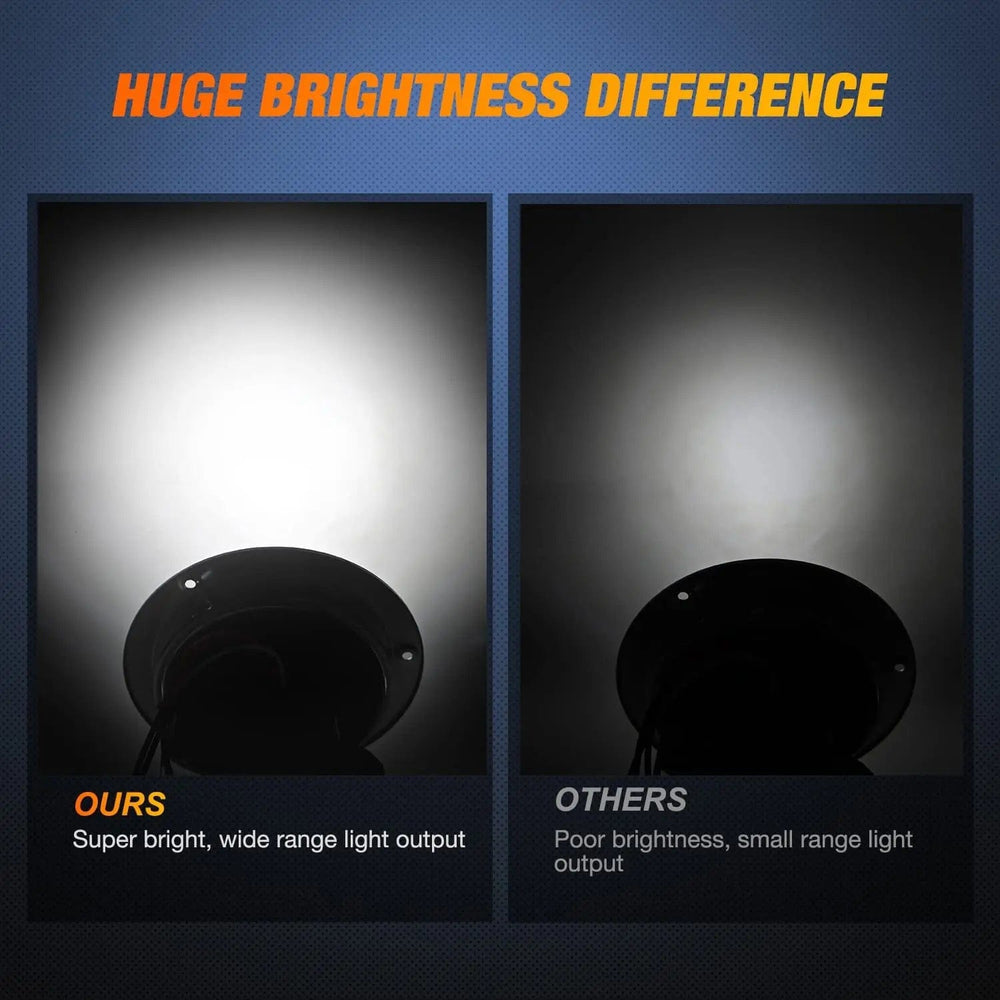 Tail Brake Turn Reverse Lights 4 Inch White Round Steel Chrome 24Leds Tail Light (Pair)