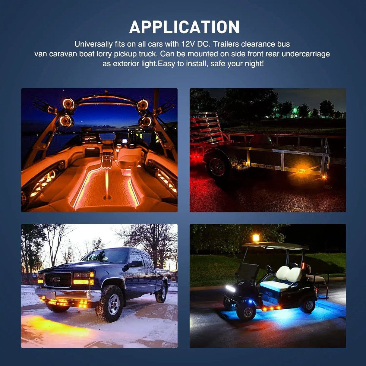 Side Marker Clearance Lights 3/4 inch Amber Round LED Marker Lights (50 Pcs)