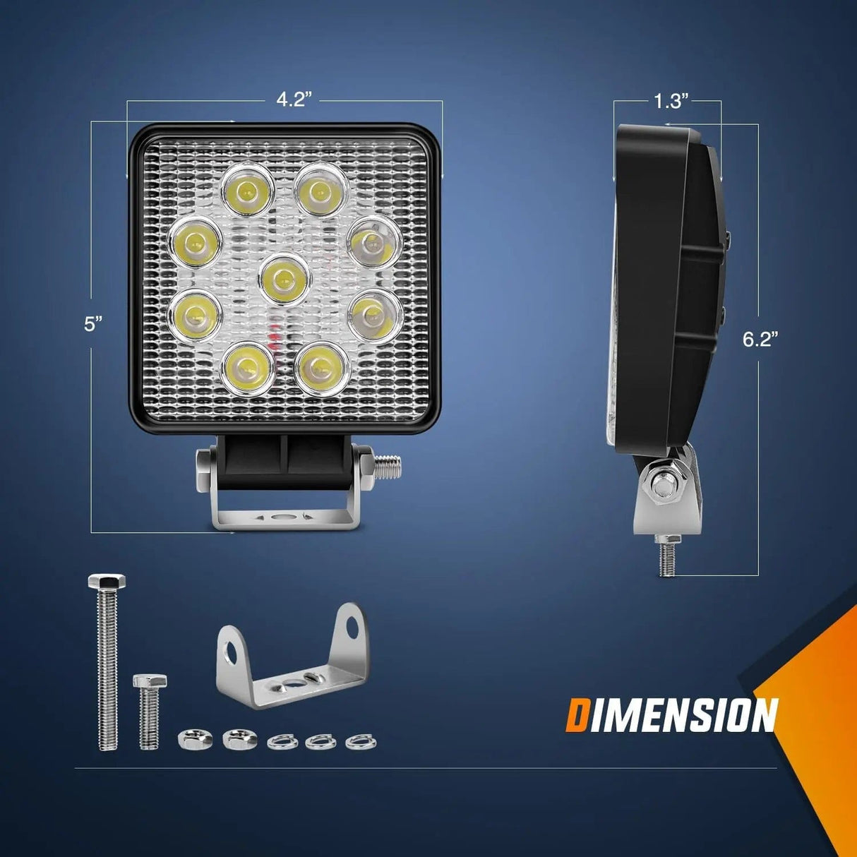 LED Work Light 4.2 Inch 27W Spot Square Led Work Lights (Pair)
