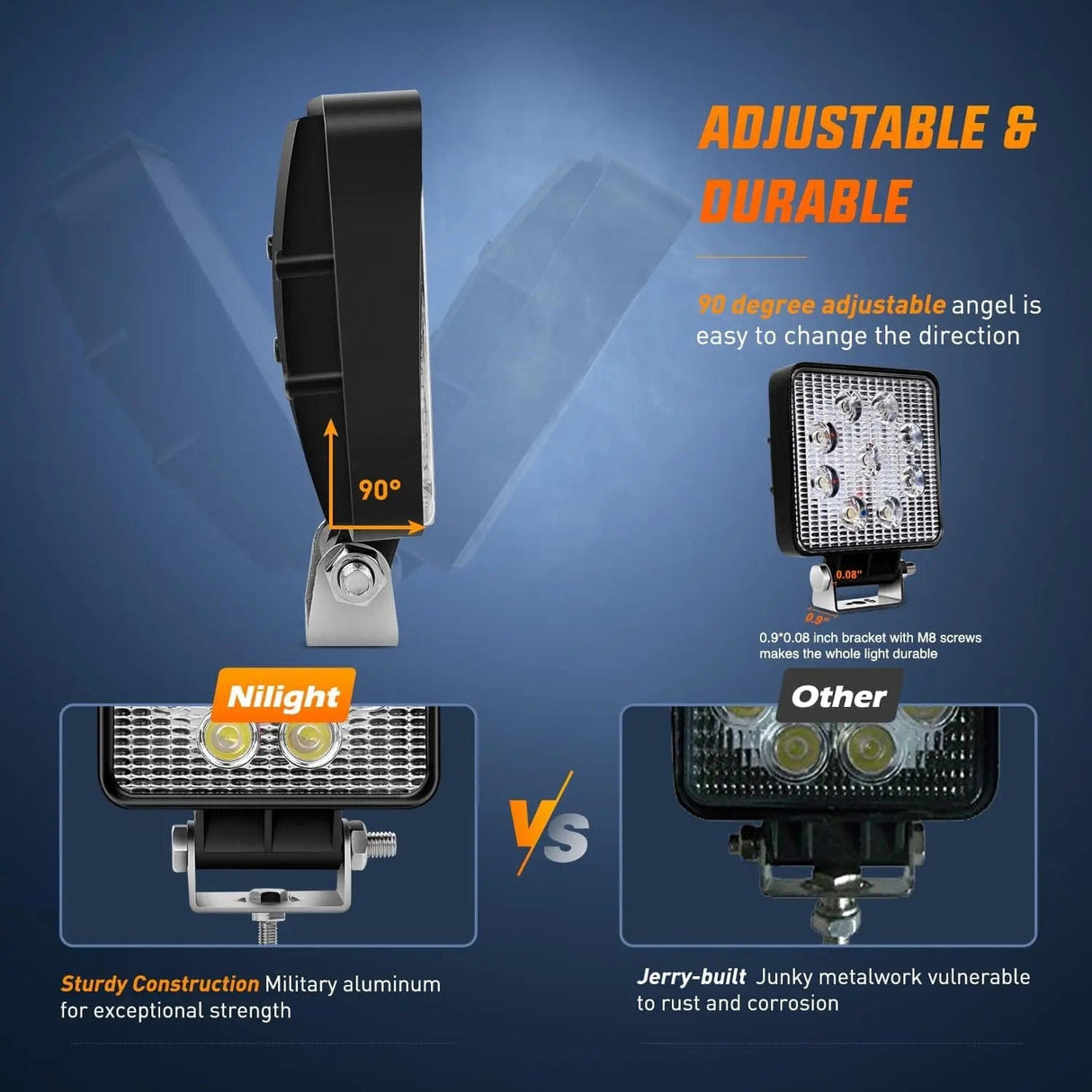 LED Work Light 4.2 Inch 27W Spot Square Led Work Lights (Pair)