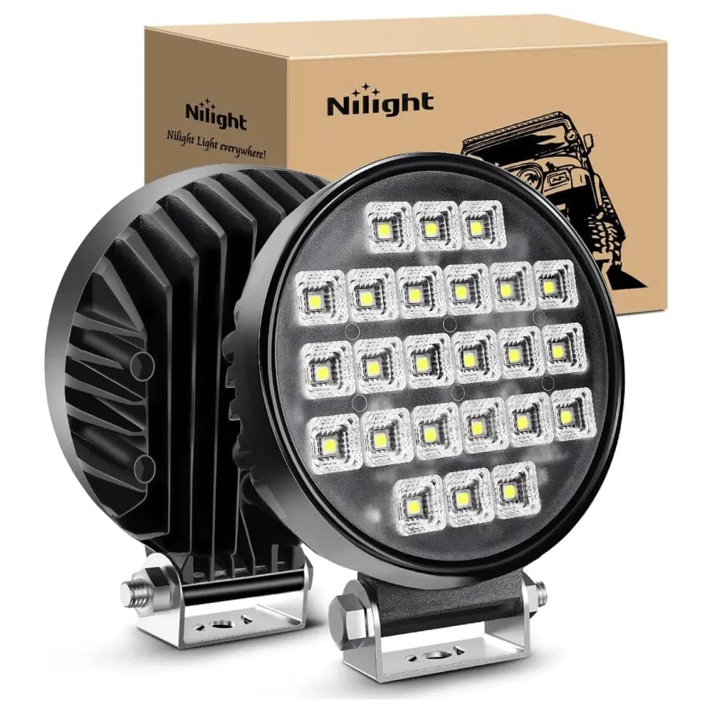 LED Work Light 4.3 Inch 72W 5760LM Round Flood Toggle Switch LED Work Lights (Pair)