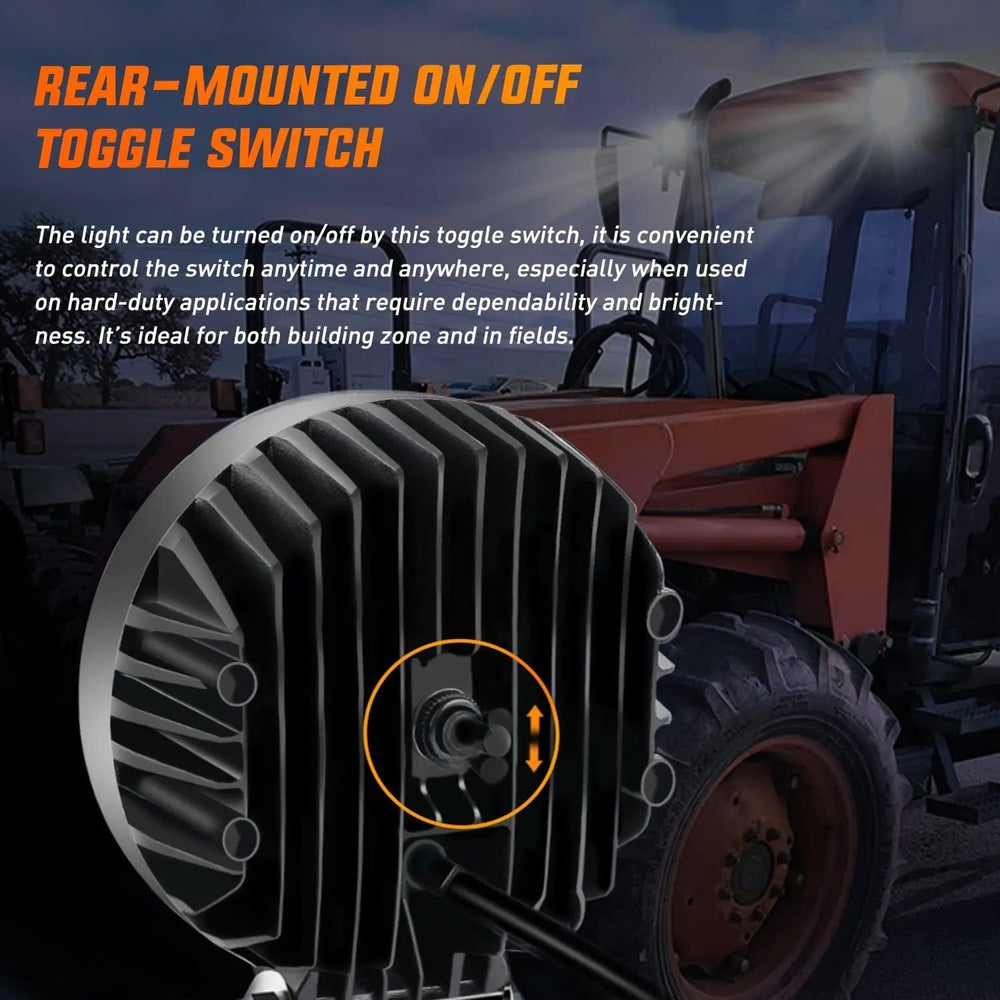 LED Work Light 4.3 Inch 72W 5760LM Round Flood Toggle Switch LED Work Lights (Pair)