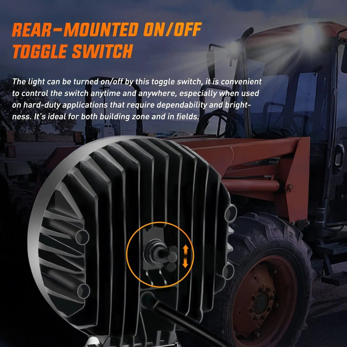 LED Work Light 4.3 Inch 72W 5760LM Round Flood Toggle Switch LED Work Lights (Pair)