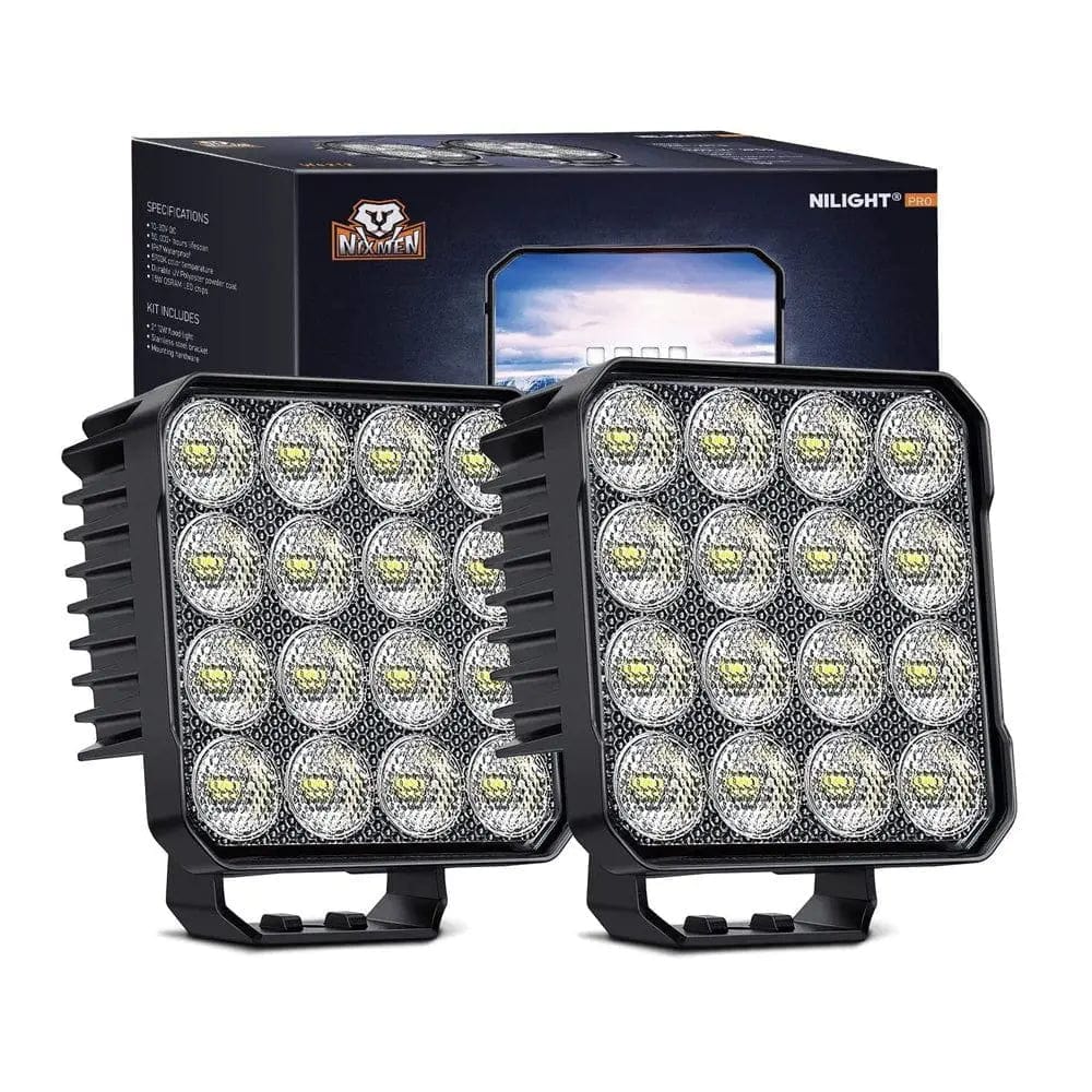 LED Work Light 4.4 Inch 48W 4780LM Square Flood Built-in EMC LED Work Lights (Pair)