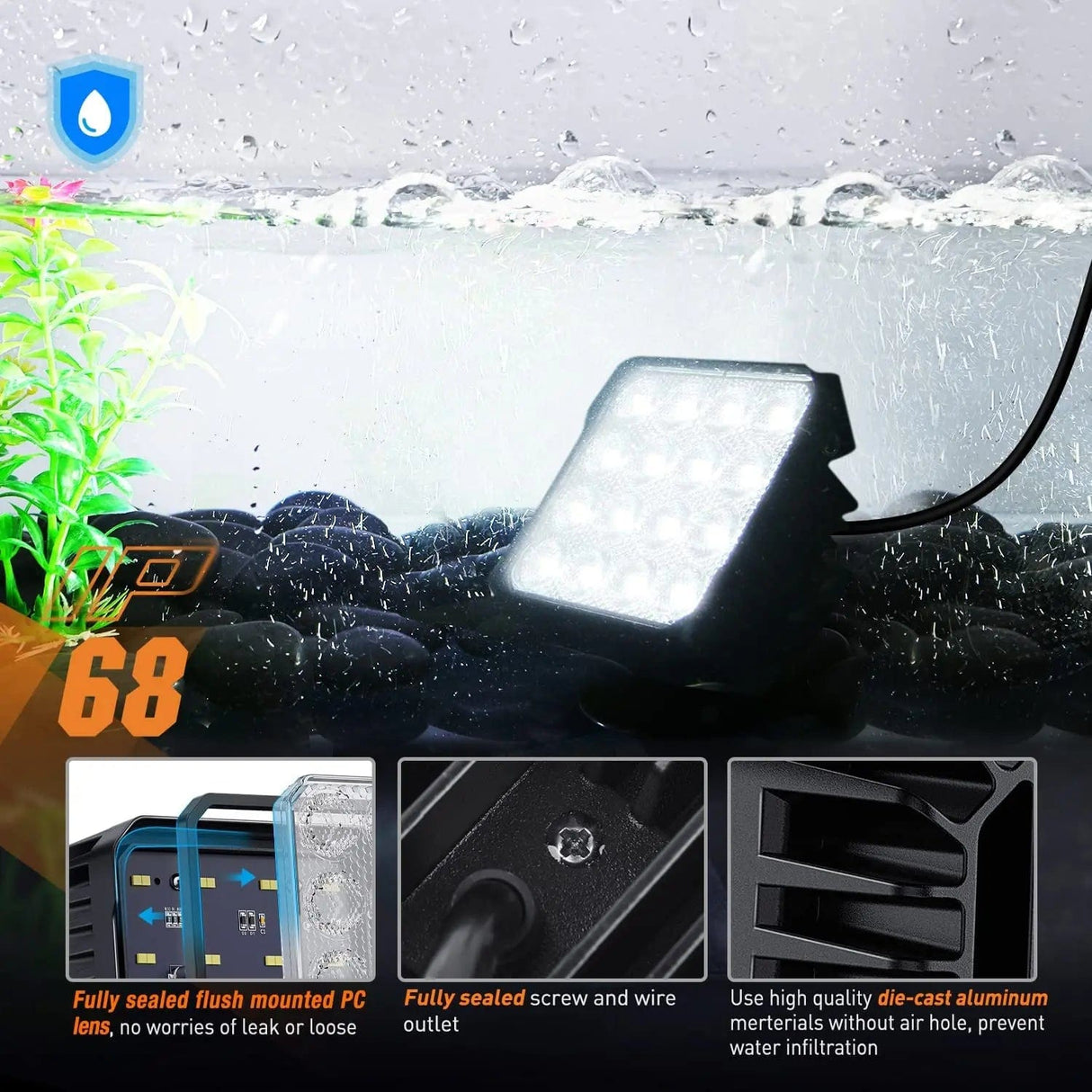 LED Work Light 4.4 Inch 48W 4780LM Square Flood Built-in EMC LED Work Lights (Pair)