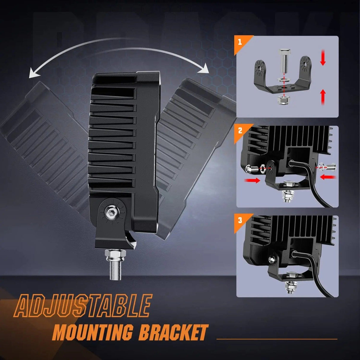 LED Work Light 4.4 Inch 48W 4780LM Square Flood Built-in EMC LED Work Lights (Pair)