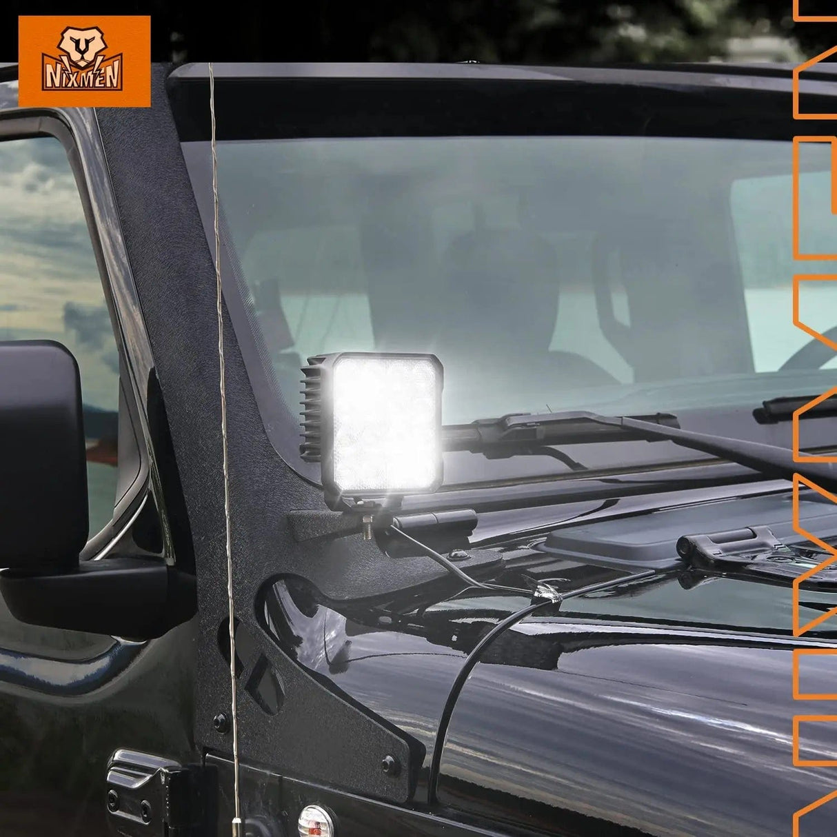 LED Work Light 4.4 Inch 48W 4780LM Square Flood Built-in EMC LED Work Lights (Pair)