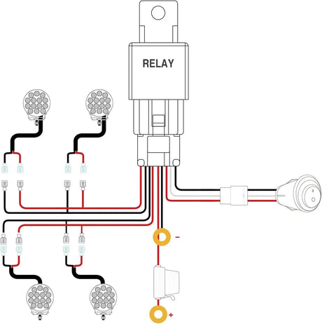 Motor Vehicle Lighting 4.5 Inch 42W 4200LM Round Flood LED Work Lights (2 Pairs) | 16AWG Wire 3Pin Switch