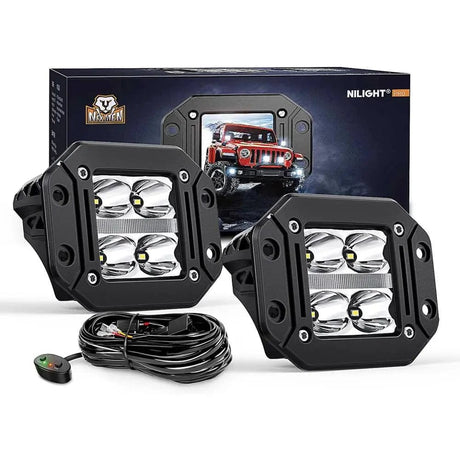 LED Work Light 4.8 Inch 20W 2510LM Flush Mount Spot LED Work Lights (Pair) | 16AWG DT Wire