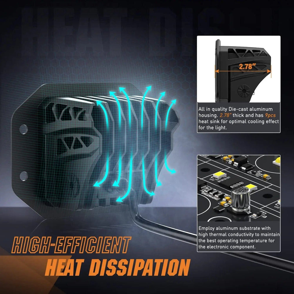 LED Work Light 4.8 Inch 20W 2510LM Flush Mount Spot LED Work Lights (Pair) | 16AWG DT Wire