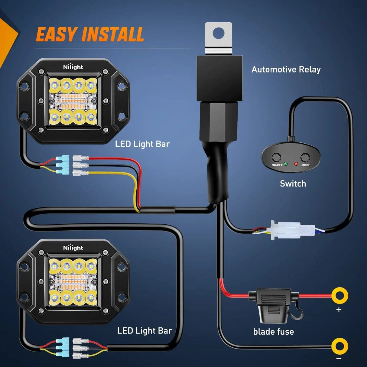 Motor Vehicle Lighting 4.8 Inch 42W Flush Mount Amber White Spot Flood LED Pods | 16AWG DT Wire