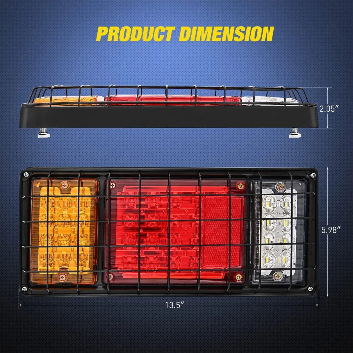 Tail Brake Turn Reverse Lights 40 Leds Tri-color Iron Frame Taillight (Pair)