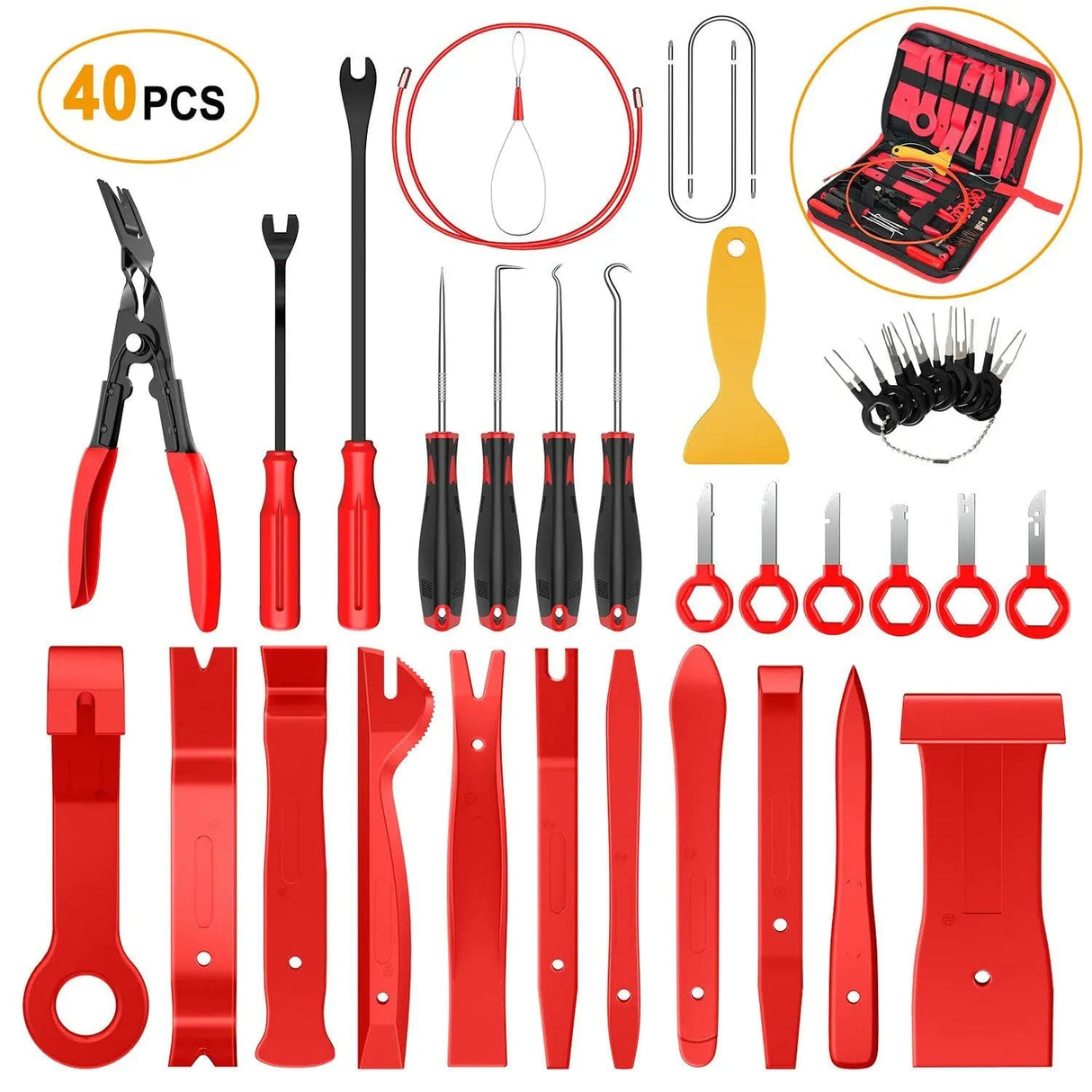 retainer clips 40 Pcs Auto Trim Removal Tool Set Red