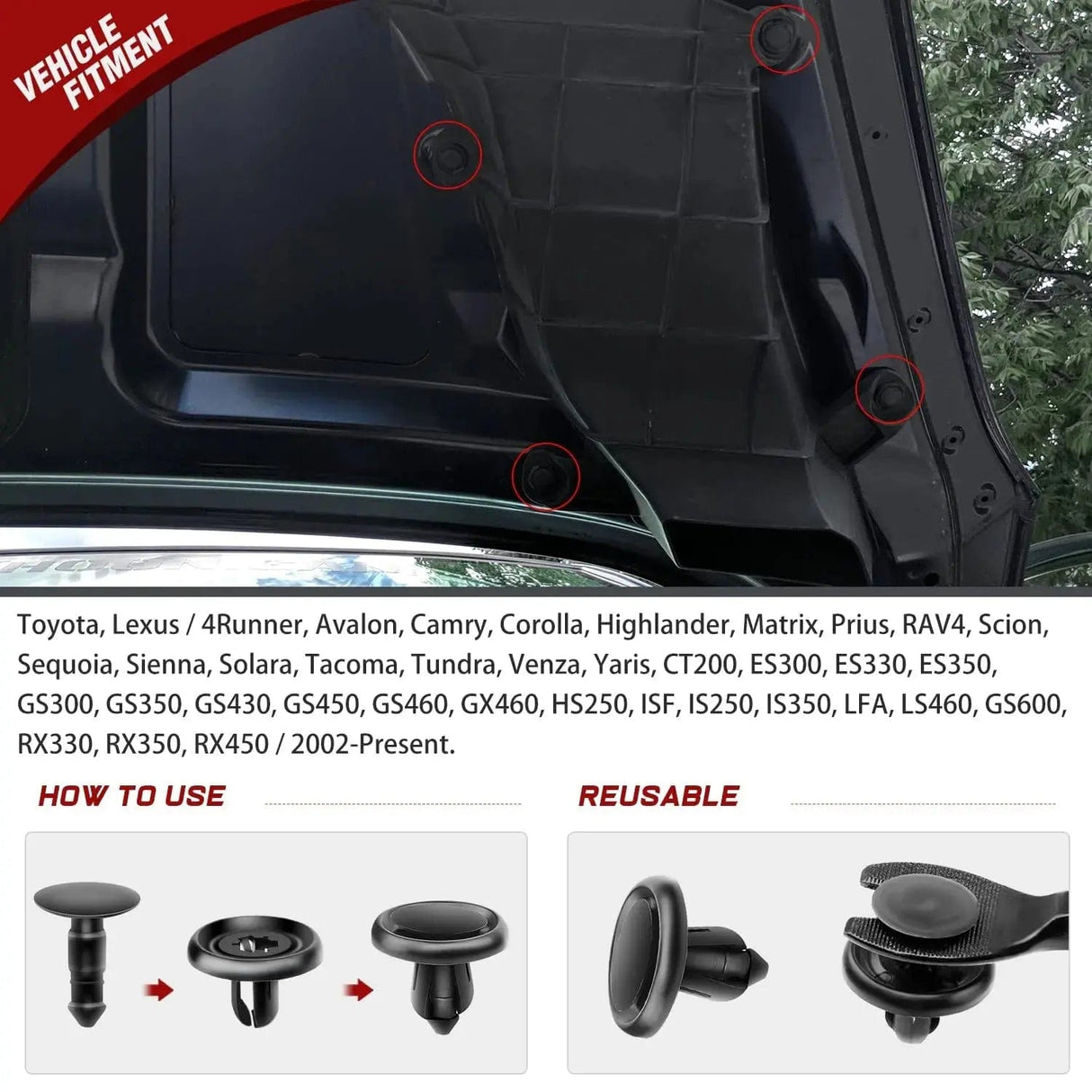 retainer clips 40 Pcs Head 20mm Hole 7mm Nylon Engine Under Cover Push-Type Retainer Clips Replaces 90467-07201