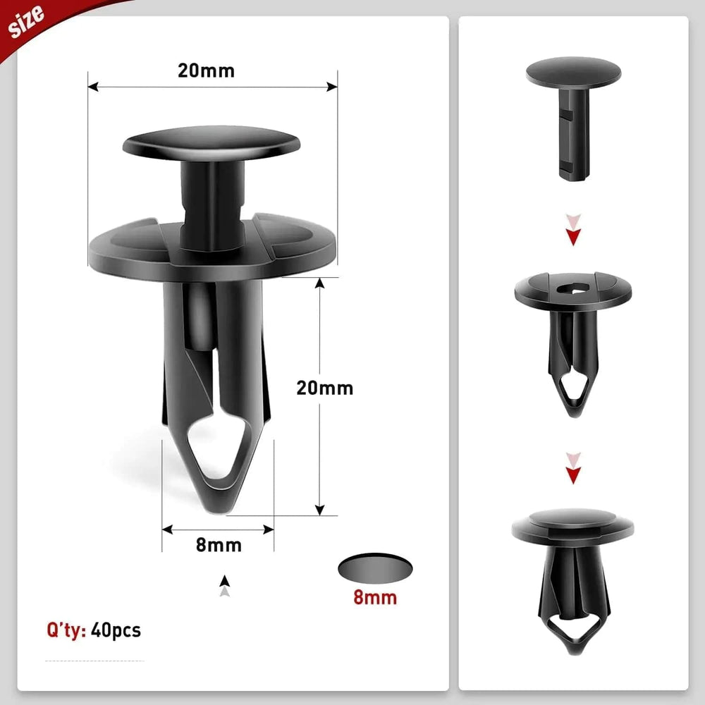 retainer clips 40 Pcs Head 20mm Hole 8mm Bumper Rivet Clips for GM 21030249 for Ford N807389S Chrysler 6503598