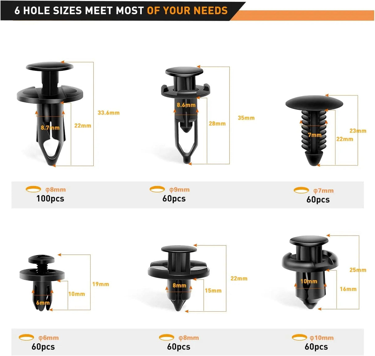 Motor Vehicle Parts 400 Pcs Universal Plastic Fender Clips For GM Ford Chrysler Toyota Honda