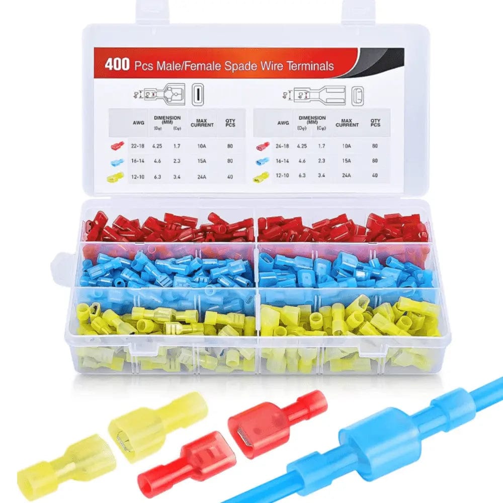 Accessories 400Pcs Spade Nylon Quick Disconnect Terminals Male and Female
