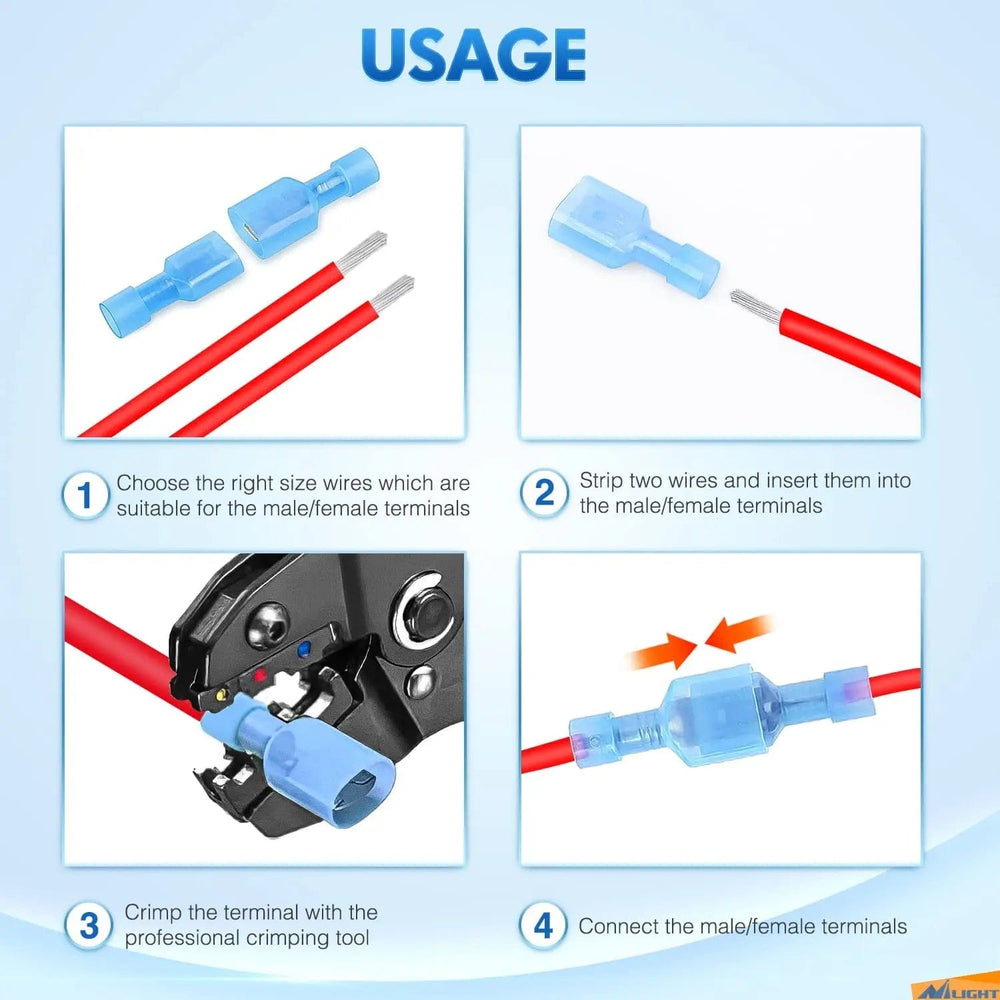 Accessories 400Pcs Spade Nylon Quick Disconnect Terminals Male and Female