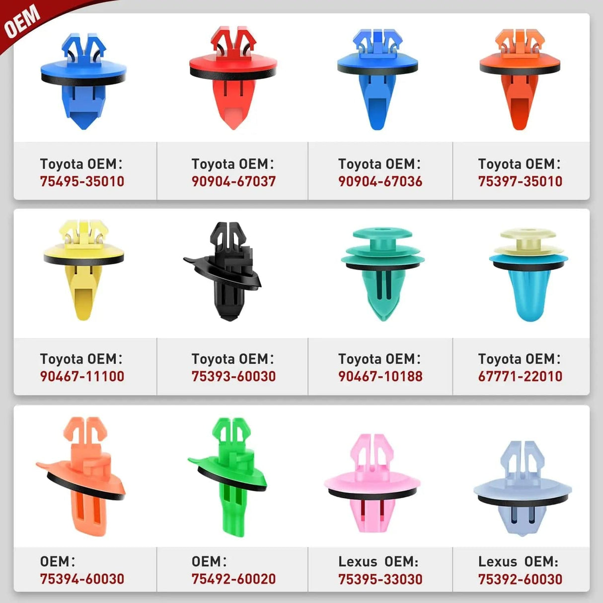retainer clips 420 Pcs Toyota Lexus Fender Moulding Clips 12 Types Car Trim Removal Tools