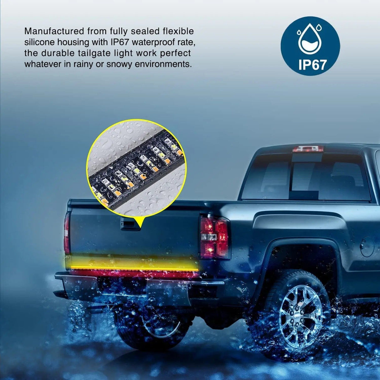 Led light Strip 48 Inch 360Leds Red White Amber Triple Row LED Tailgate Light Strip