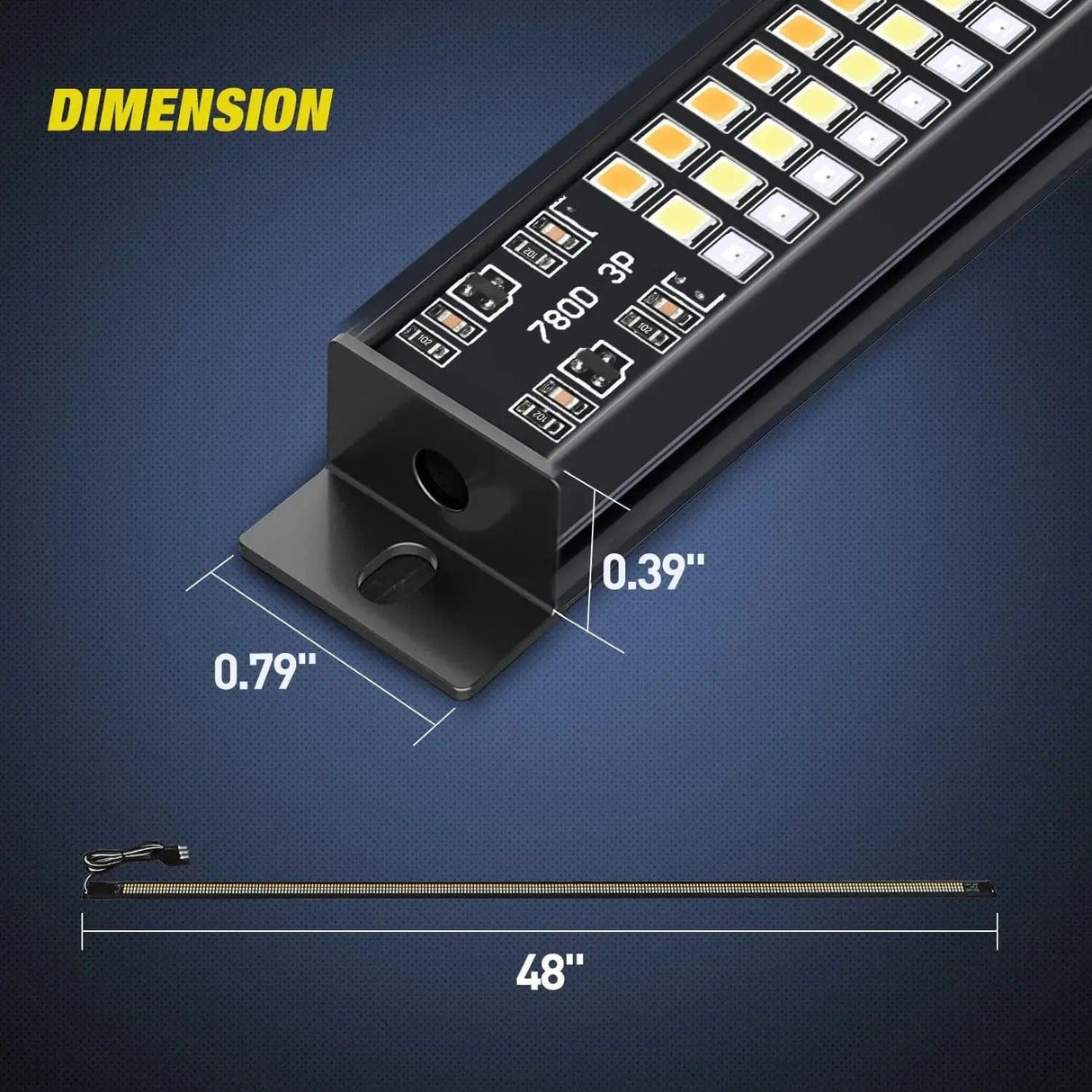 Led light Strip 48 Inch Aluminum Frame Triple Row 780 Leds Red White Amber Light Strip