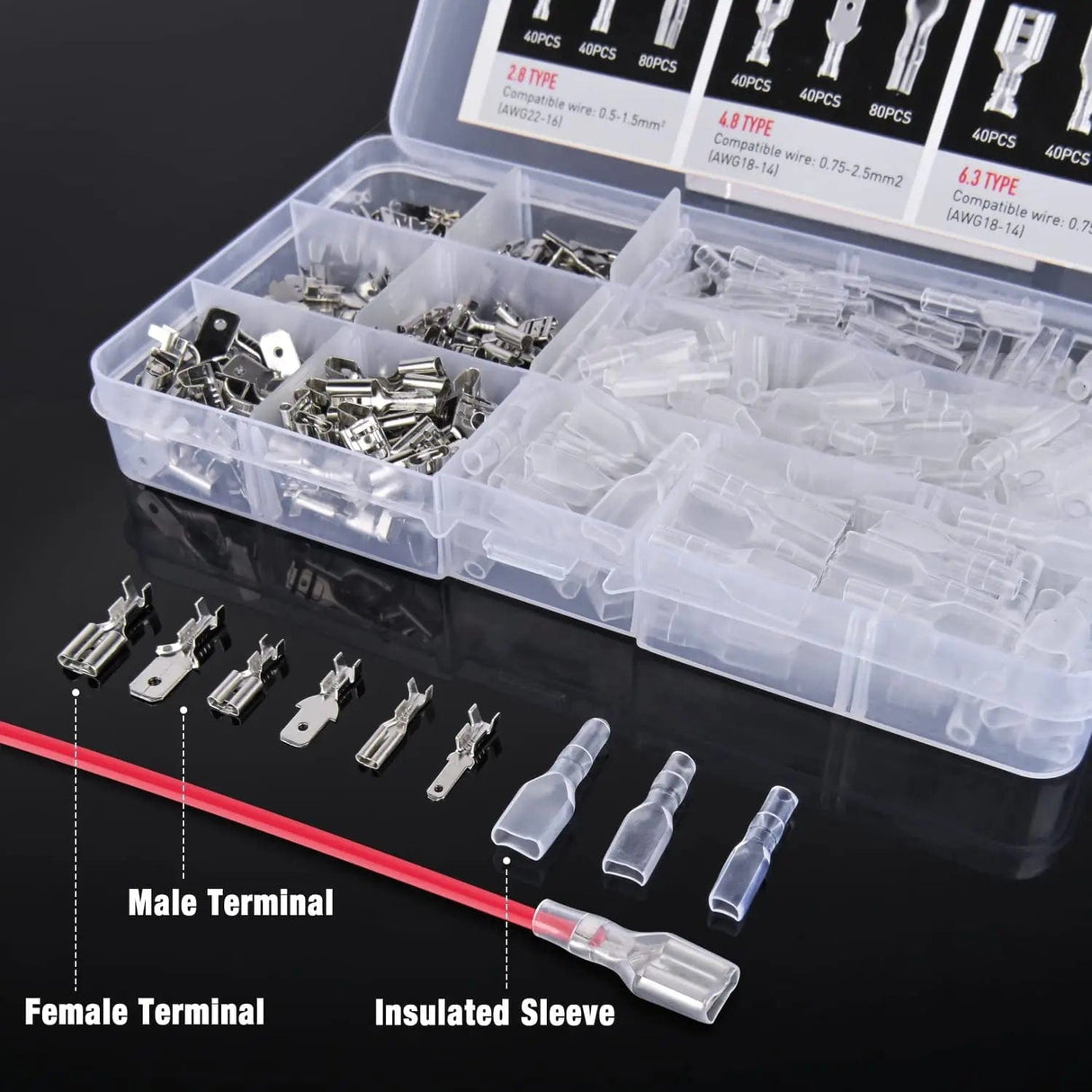 retainer clips 480 PCS Spade Terminals with Insulated Sleeves