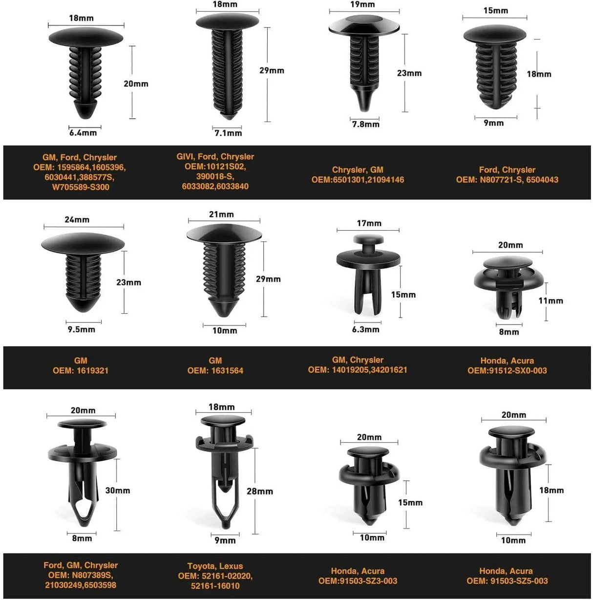 retainer clips 480 Pcs Car Push Retainer Clips Kits For Toyota GM Ford Honda Acura Chrysler