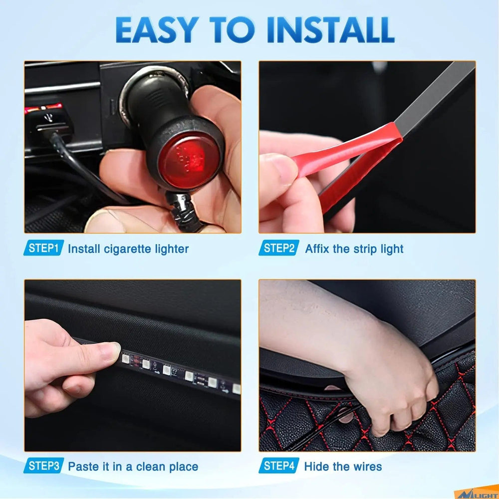 Led light Strip 48Leds RGB Interior Light Strip APP Remote Control 4PCS
